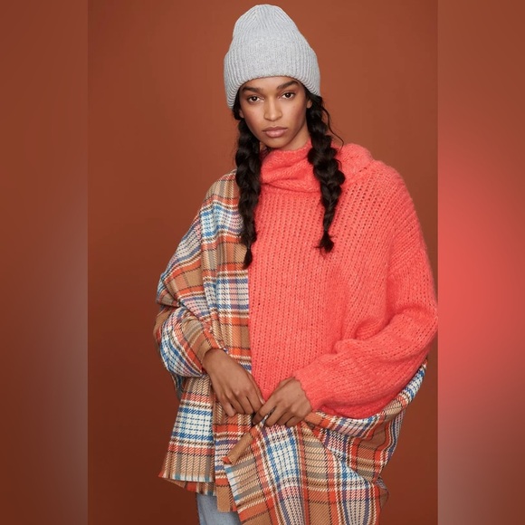 Anthropology Pilcro Vibrant Coral Cowl Neck Sweater - Picture 3 of 11